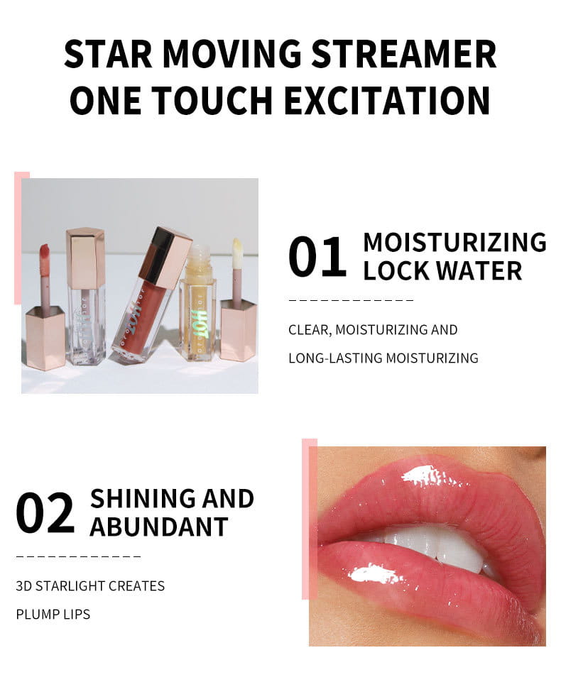 Transparent Lip Gloss with Lasting Moisturize and Brightening Highlight