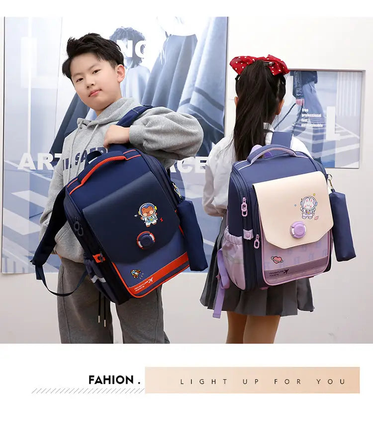 One Piece Dropshipping Primary School Student Schoolbag Boys And Girls Burden Reduction Spine Protection