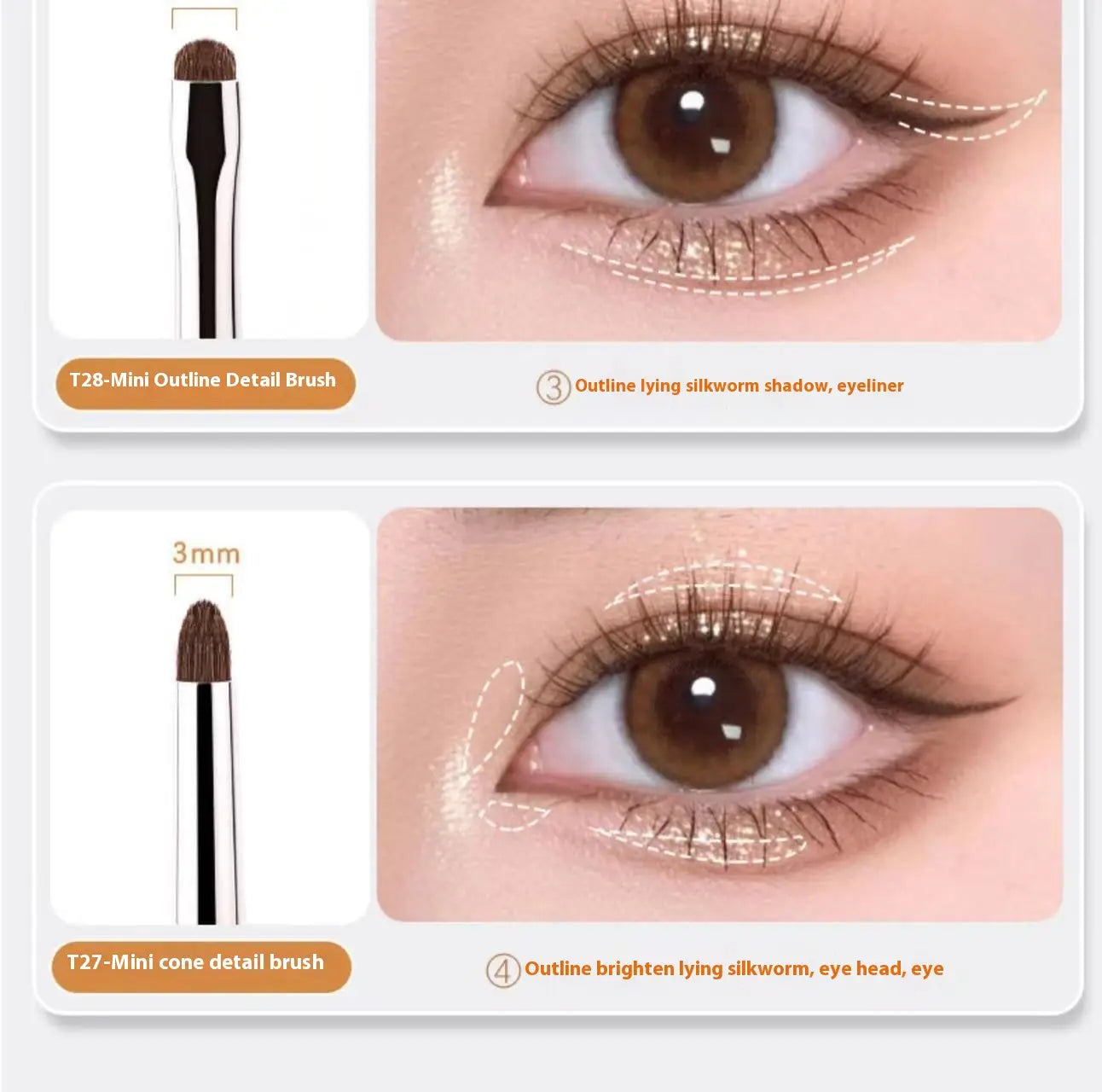 Eye Makeup Fine Brush Set with Hair Eyeliner and Shadow Applicators