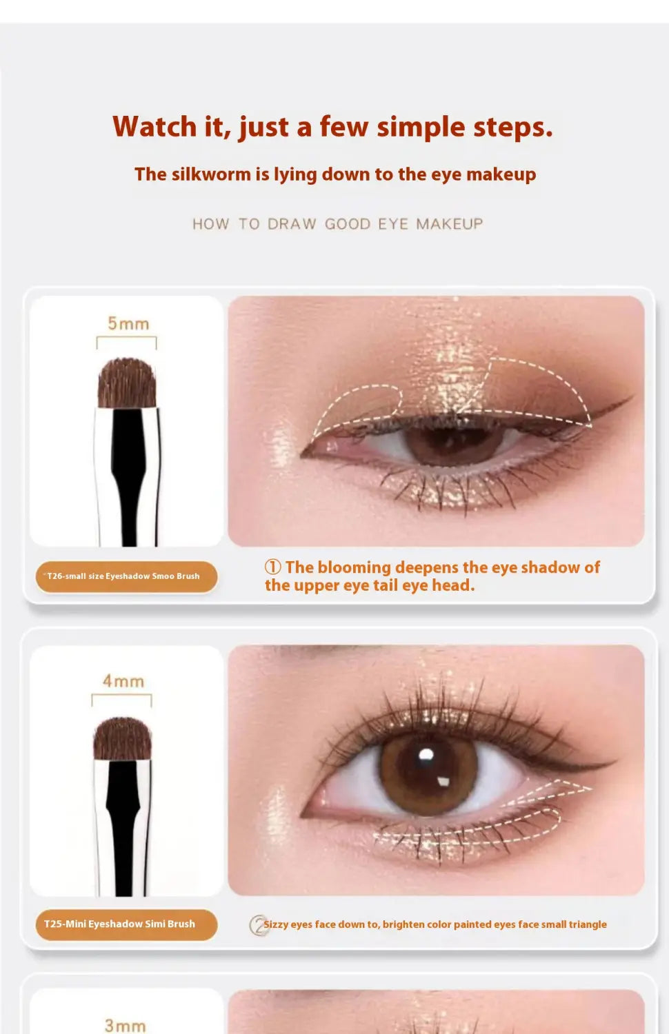 Eye Makeup Fine Brush Set with Hair Eyeliner and Shadow Applicators