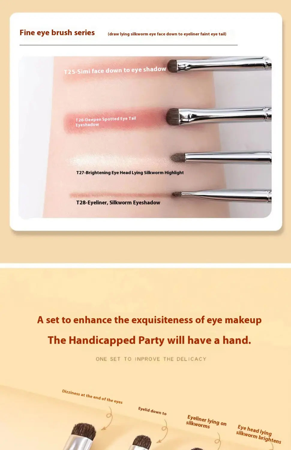 Eye Makeup Fine Brush Set with Hair Eyeliner and Shadow Applicators