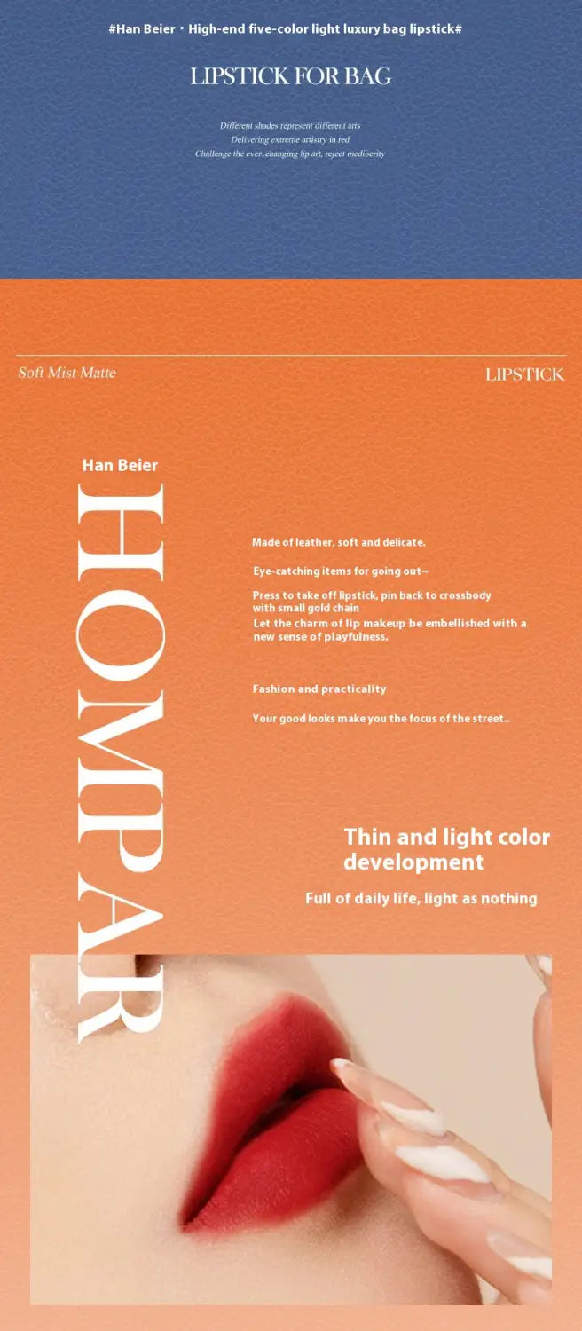 Oily Lipstick Bag with Discoloration Resistance and Soft Mist Matte Finish