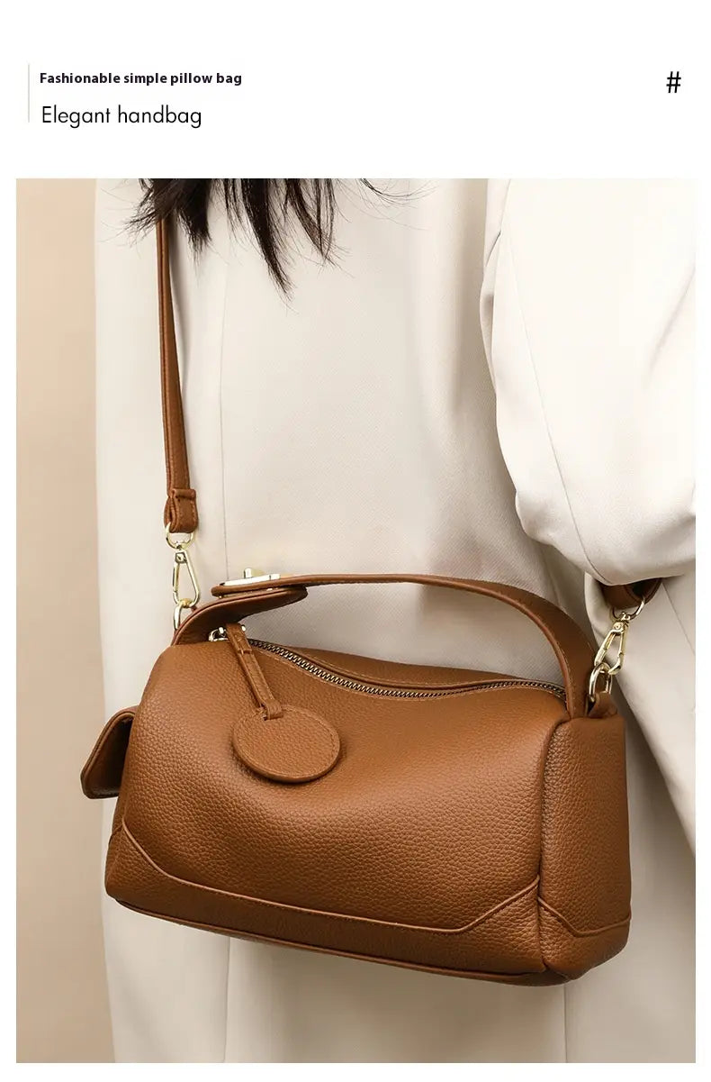 Large Capacity Pillow with Crossbody Soft Leather Design