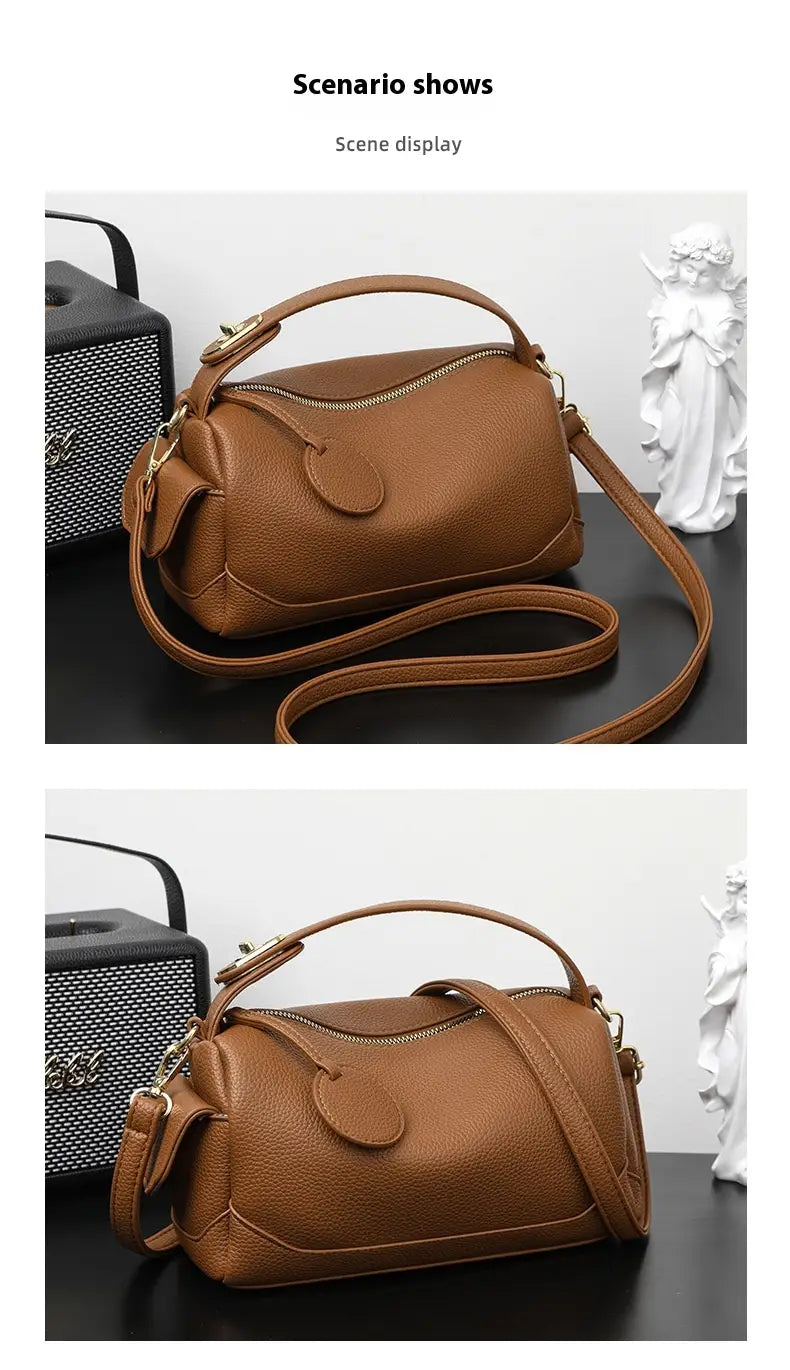 Large Capacity Pillow with Crossbody Soft Leather Design