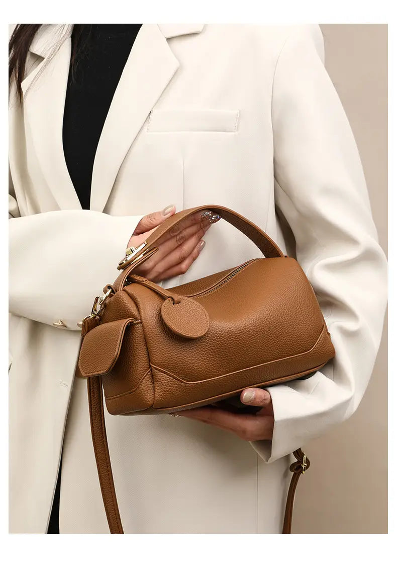 Large Capacity Pillow with Crossbody Soft Leather Design