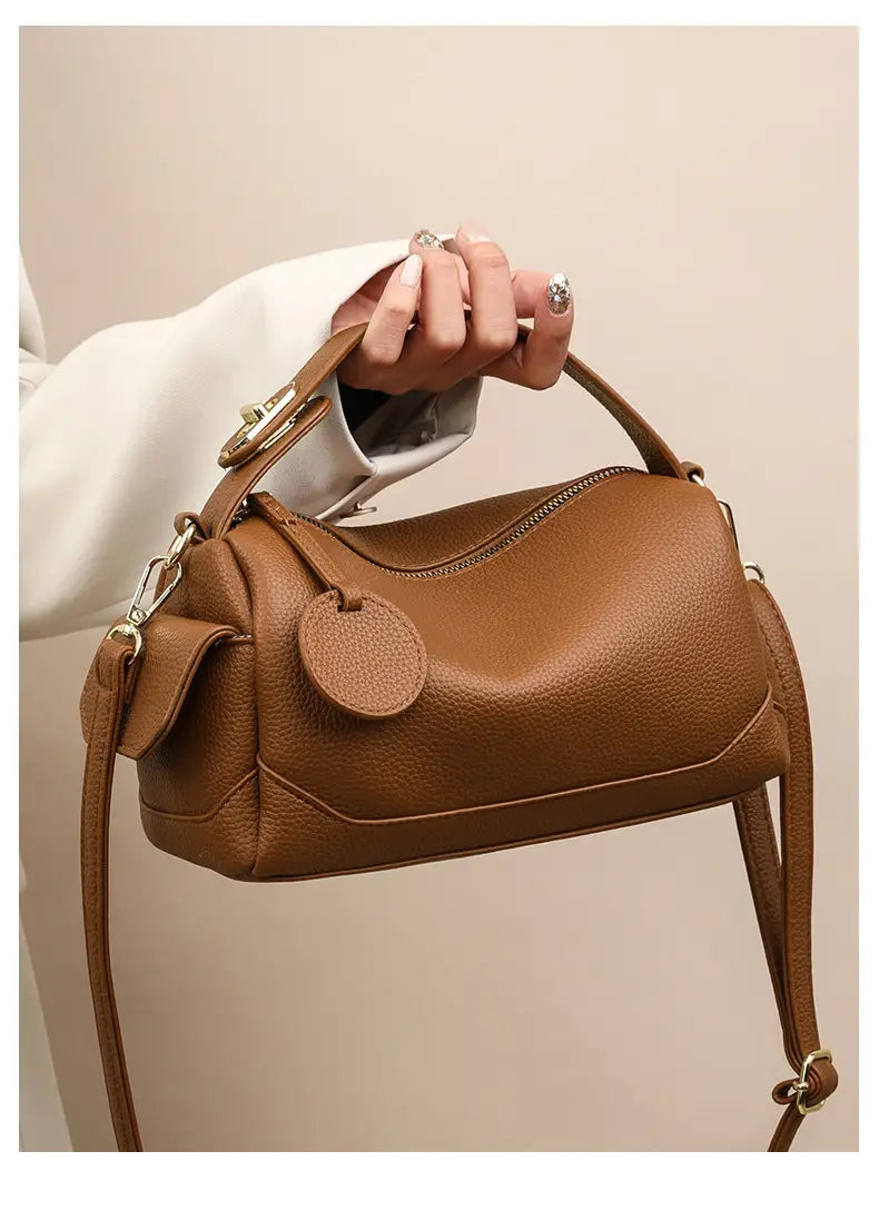 Large Capacity Pillow with Crossbody Soft Leather Design