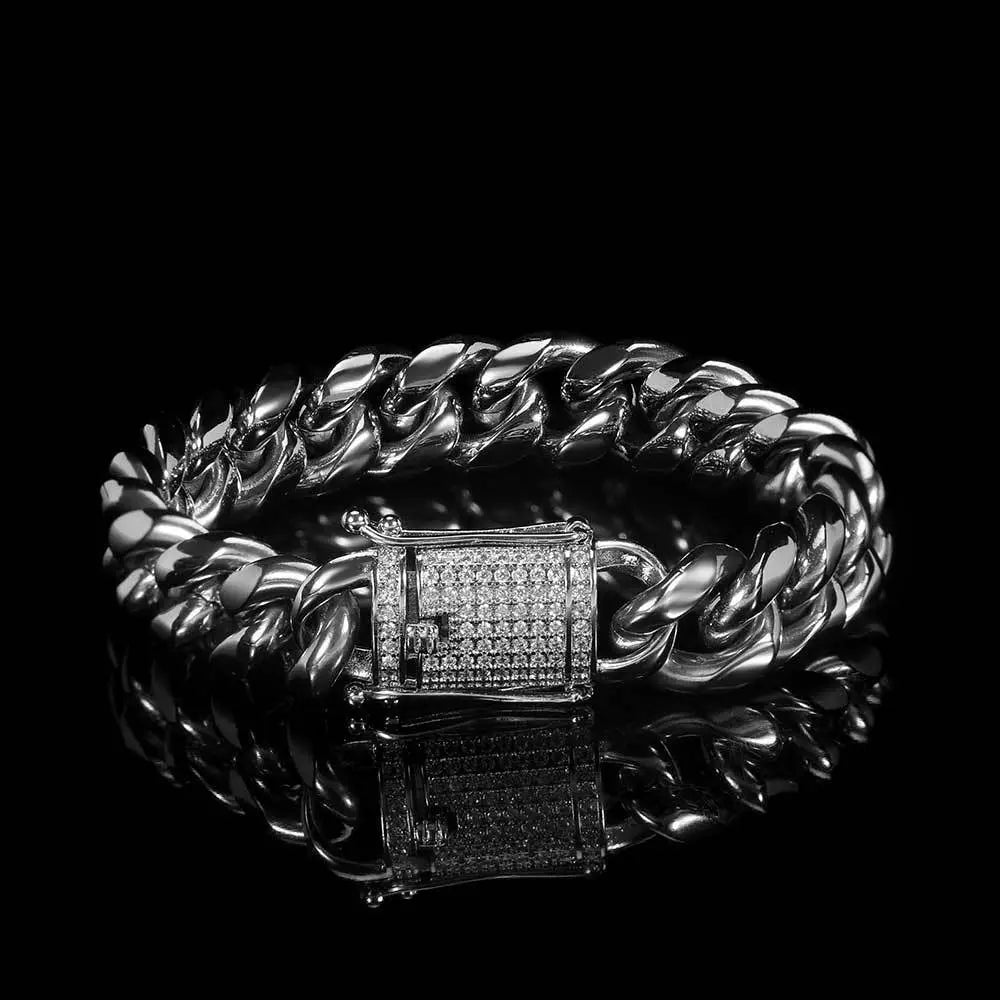 Ddiamante Buckle Stainless Steel Round Grinding Encryption Cuban Link Chain Bracelet