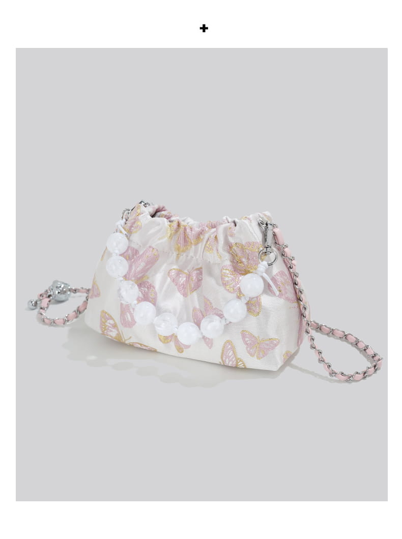 Pink Crossbody Bag with Bow Chain Buckets and Synthetic Leather Material