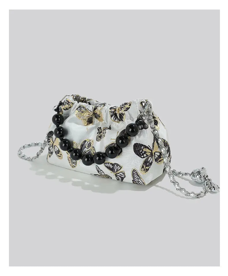 Pink Crossbody Bag with Bow Chain Buckets and Synthetic Leather Material