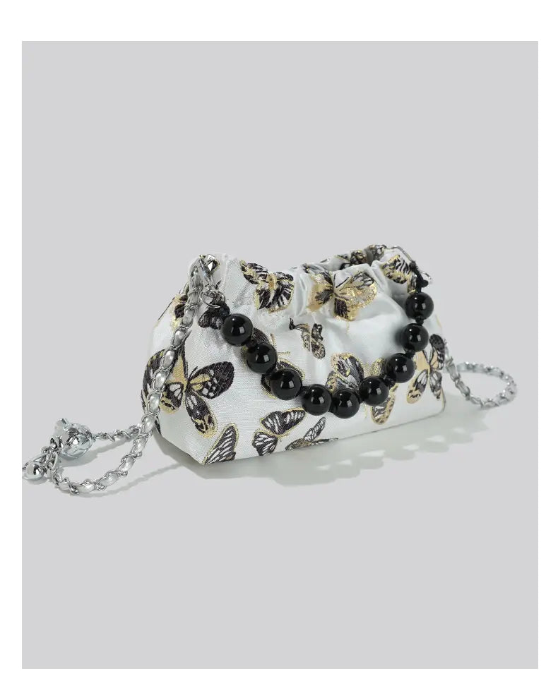 Pink Crossbody Bag with Bow Chain Buckets and Synthetic Leather Material