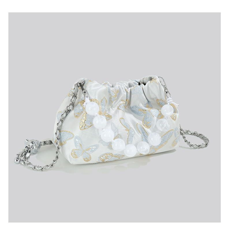 Pink Crossbody Bag with Bow Chain Buckets and Synthetic Leather Material