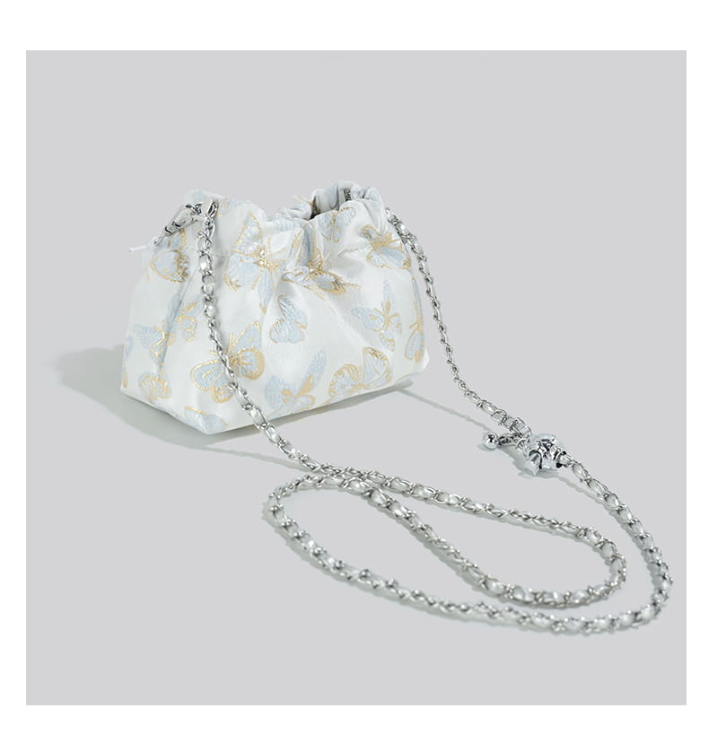 Pink Crossbody Bag with Bow Chain Buckets and Synthetic Leather Material