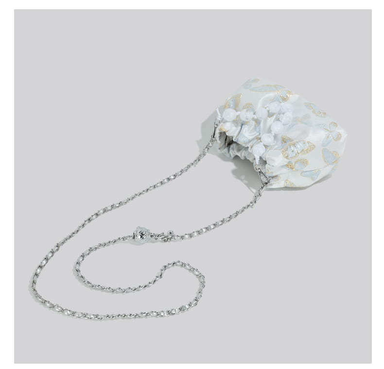 Pink Crossbody Bag with Bow Chain Buckets and Synthetic Leather Material