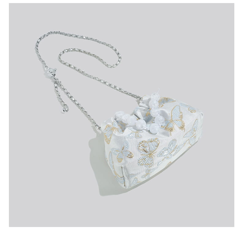 Pink Crossbody Bag with Bow Chain Buckets and Synthetic Leather Material