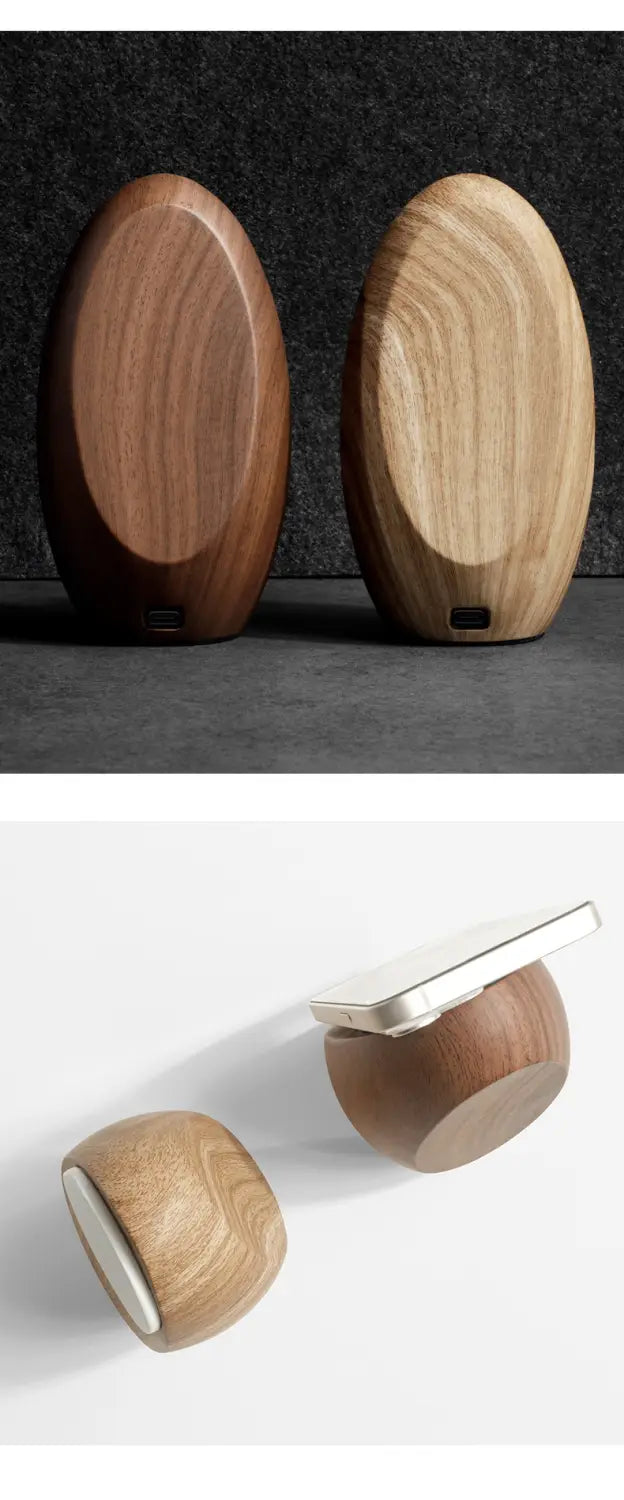 Resin Egg-Shaped Magnetic Phone Holder in Walnut or Red Oak Colors