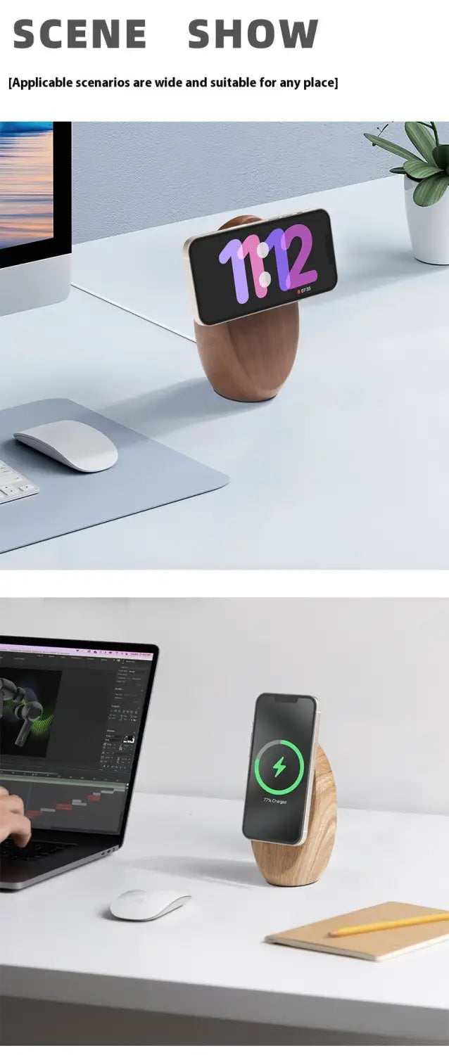 Resin Egg-Shaped Magnetic Phone Holder in Walnut or Red Oak Colors