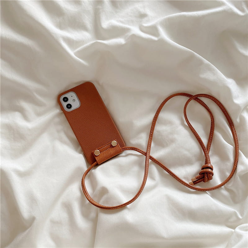 Simple Leather Lanyard Phone Case