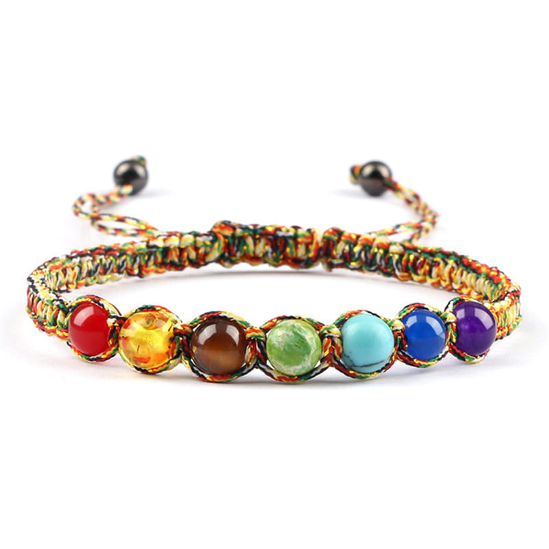 AliExpress New Cross-border Hot Selling 6MM Colorful Natural Stone Ball Bracelet Hand-woven Adjustable