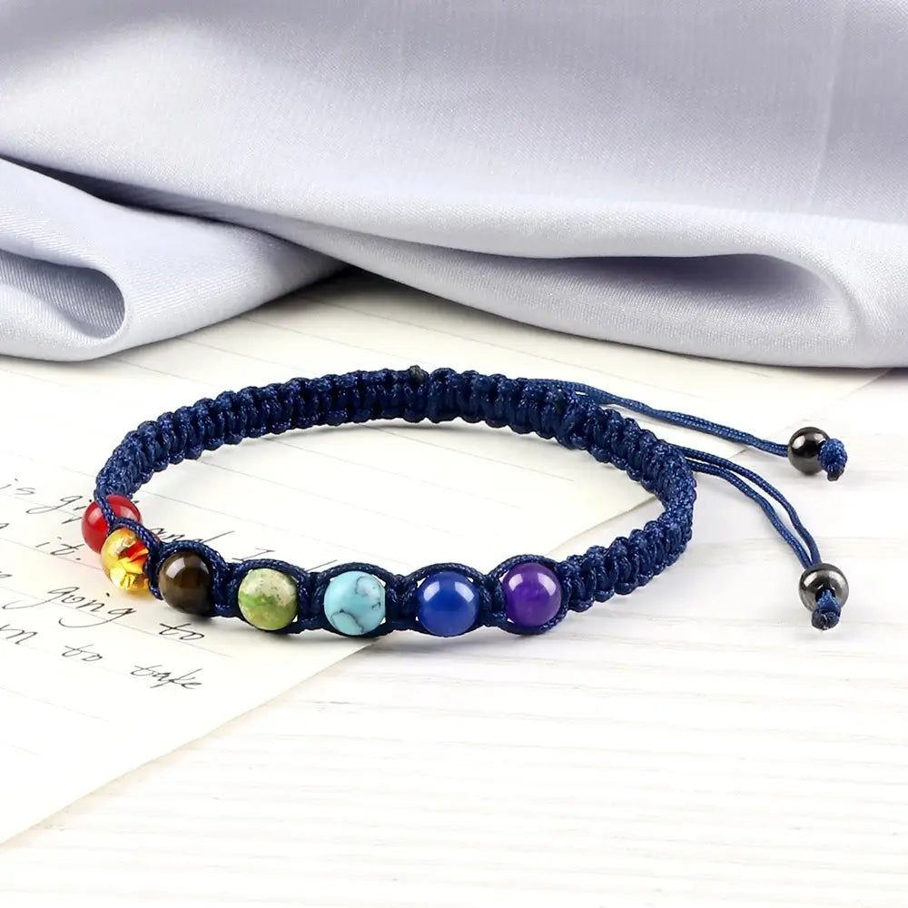 AliExpress New Cross-border Hot Selling 6MM Colorful Natural Stone Ball Bracelet Hand-woven Adjustable