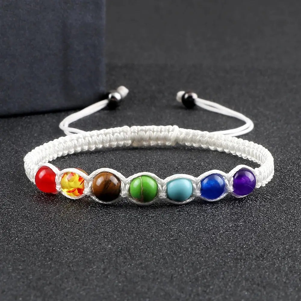 AliExpress New Cross-border Hot Selling 6MM Colorful Natural Stone Ball Bracelet Hand-woven Adjustable