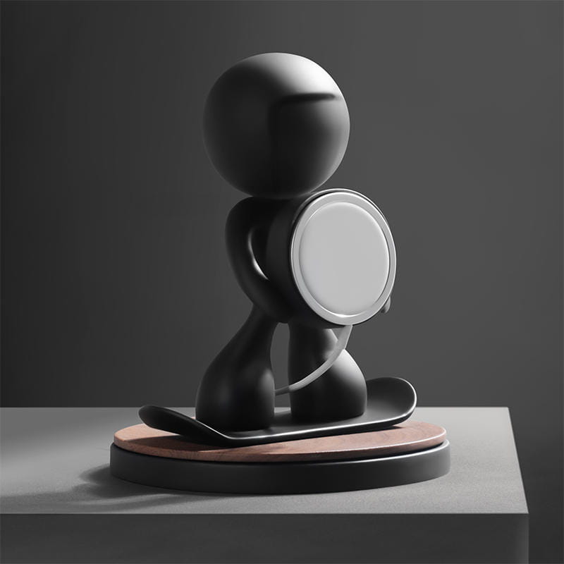 Resin Magnetic Phone Holder with Wireless Charger for Creative Ski Ornaments