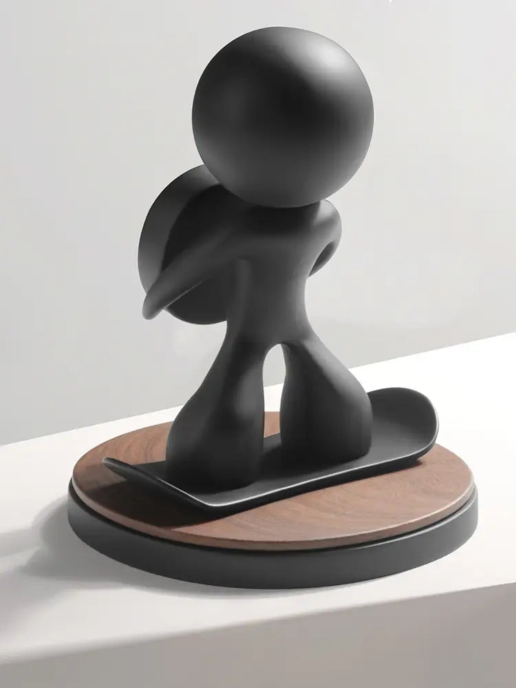 Resin Magnetic Phone Holder with Wireless Charger for Creative Ski Ornaments