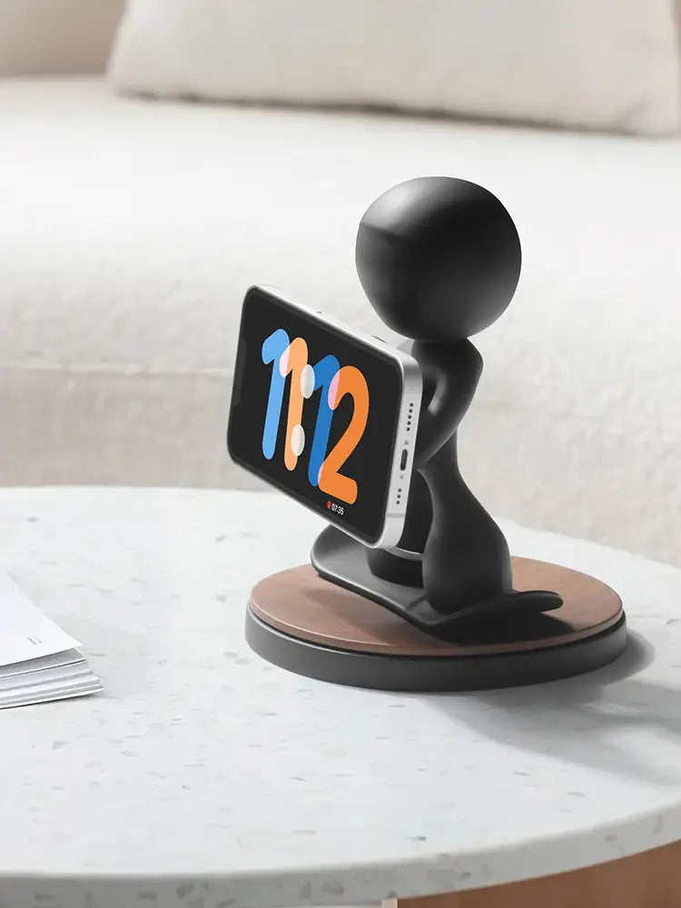 Resin Magnetic Phone Holder with Wireless Charger for Creative Ski Ornaments