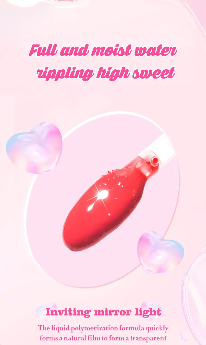 Pink Fat Lip Lacquer Set with Mirror Box Moisturizing and Long-lasting Care