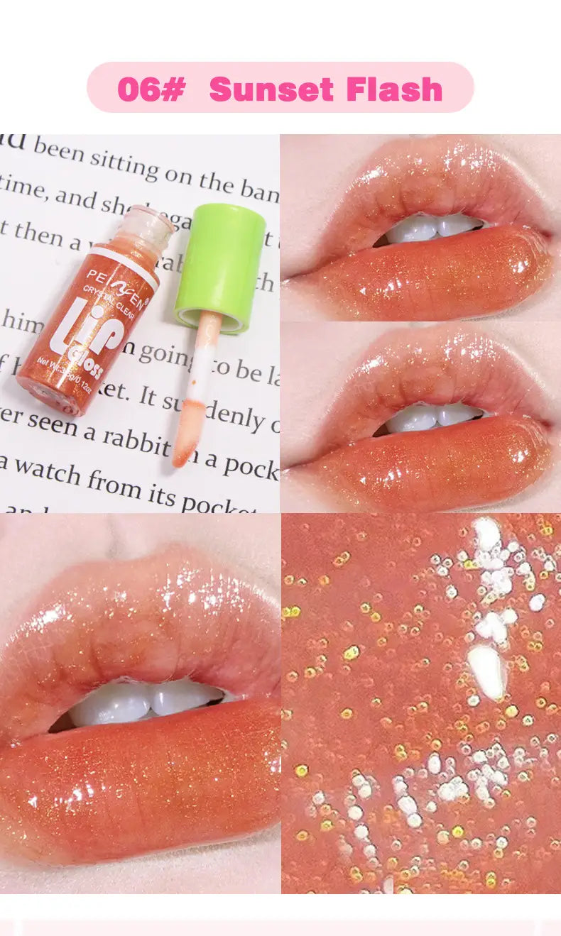 Pink Fat Lip Lacquer Set with Mirror Box Moisturizing and Long-lasting Care