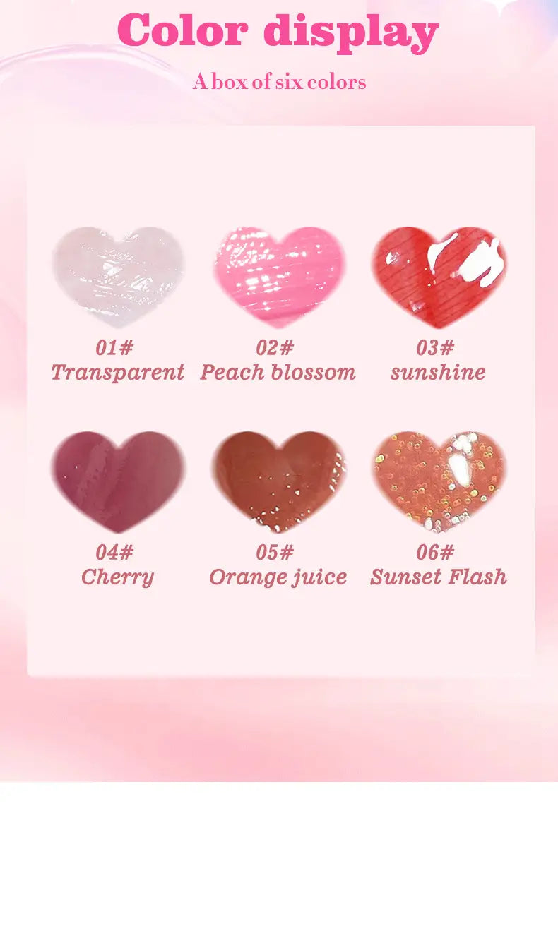 Pink Fat Lip Lacquer Set with Mirror Box Moisturizing and Long-lasting Care