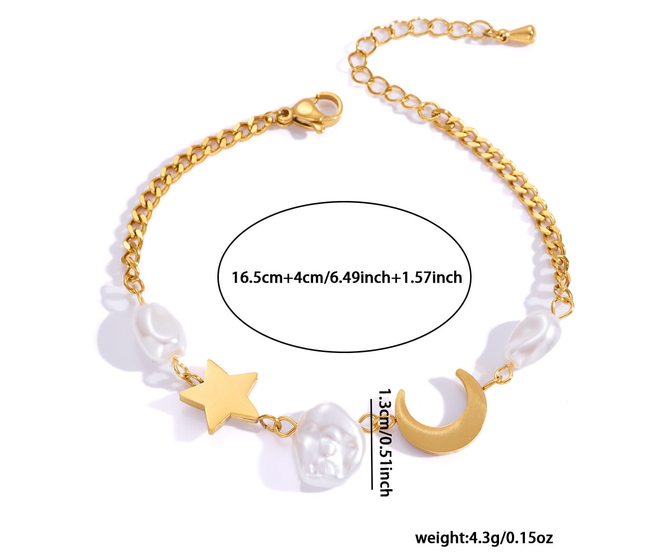 Titanium Steel Star Moon Pearl Bracelet Female Simple And Gentle