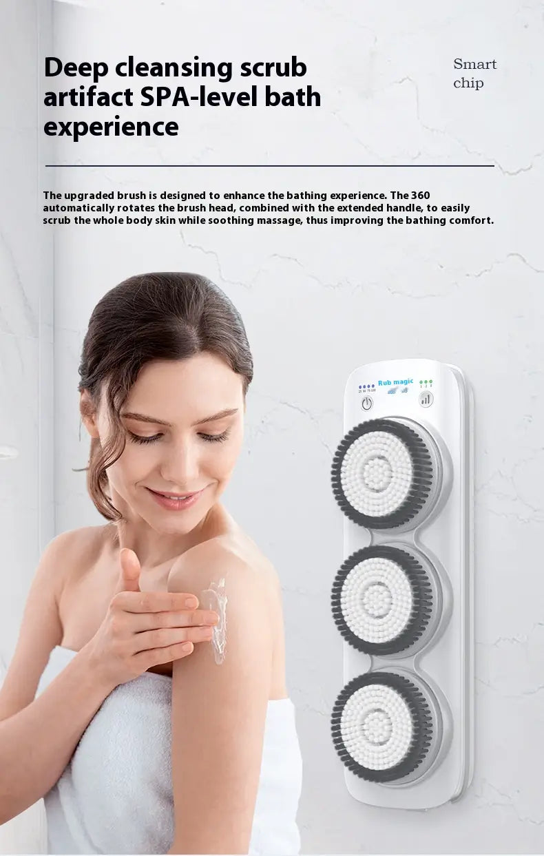 Electric Bath Rubbing Machine Waterproof Complete Set with Rotation and Accessories