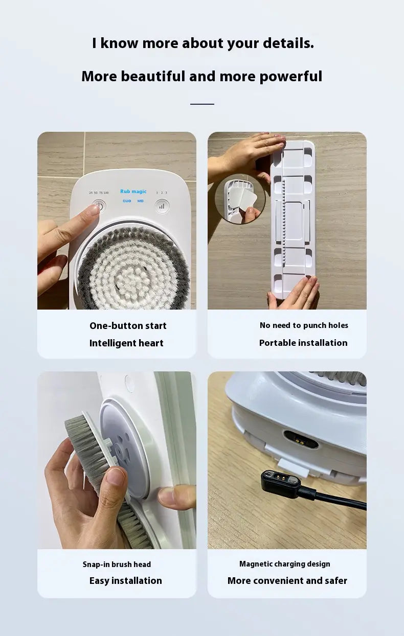 Electric Bath Rubbing Machine Waterproof Complete Set with Rotation and Accessories