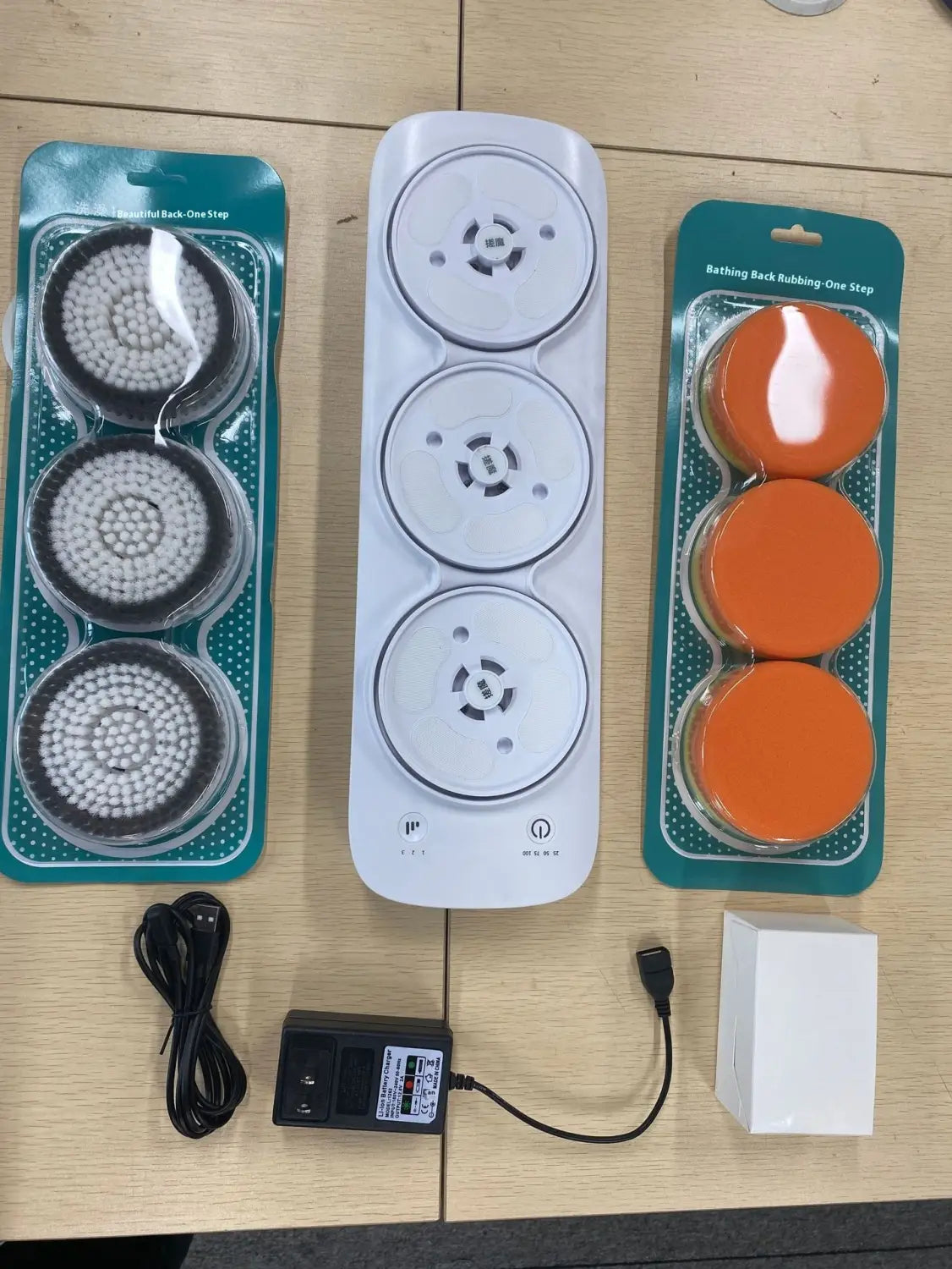 Electric Bath Rubbing Machine Waterproof Complete Set with Rotation and Accessories