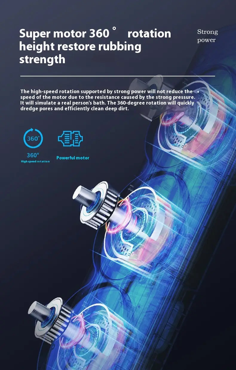 Electric Bath Rubbing Machine Waterproof Complete Set with Rotation and Accessories