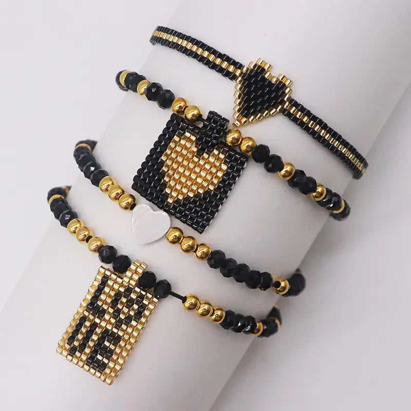 Cross Border For Miyuki Bracelet Suit Ethnic Style Heart Tag Crystal Bracelet