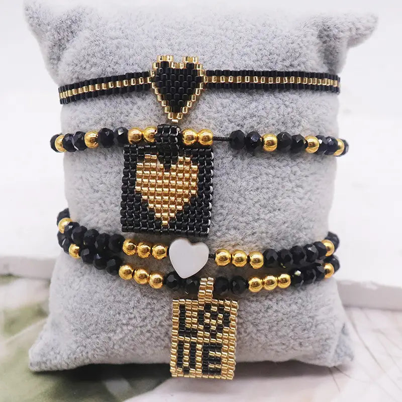 Cross Border For Miyuki Bracelet Suit Ethnic Style Heart Tag Crystal Bracelet