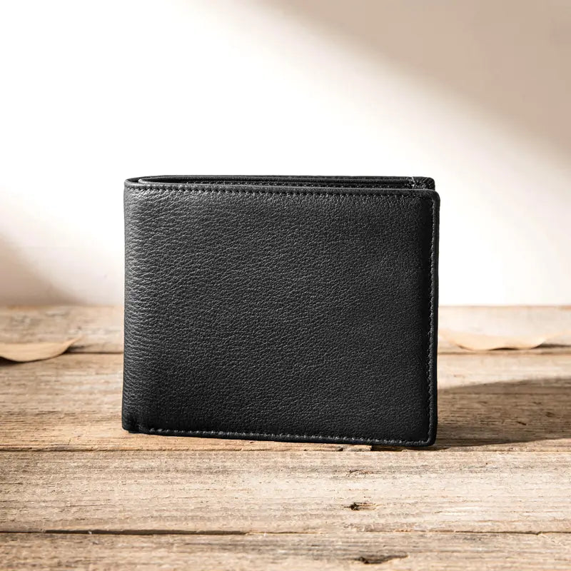 Gray Cow Leather Wallet for the United States CHF Currency with Open Horizontal Design
