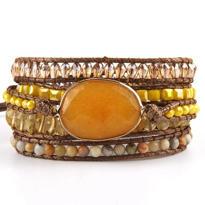 Hot Sale Bohemian Winding Natural Semi-Precious Stone armbånd