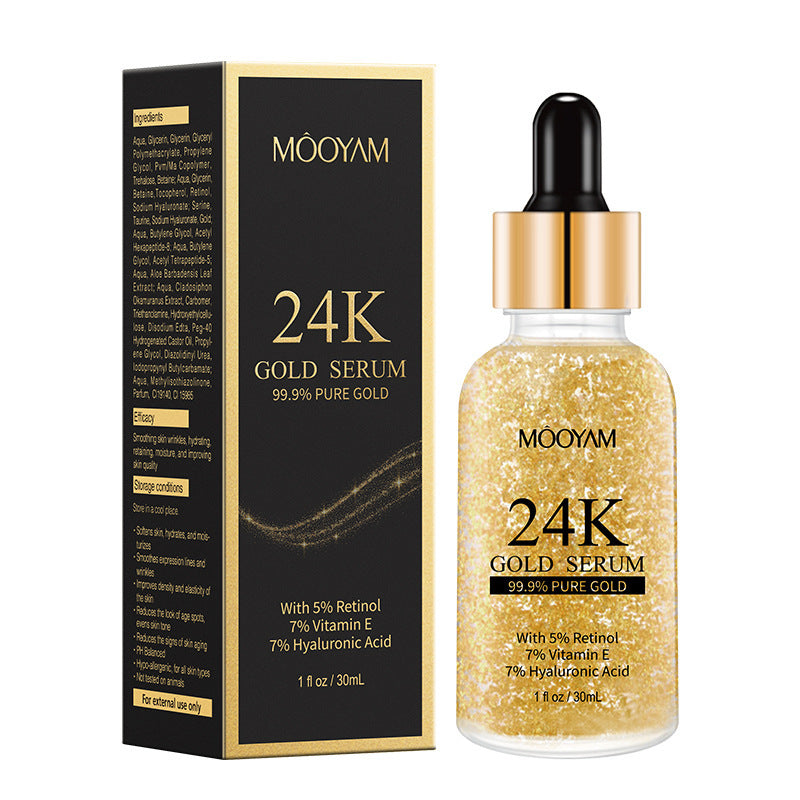 24K Gold Foil30mL Vitamin E Retinol Anti-wrinkle The Lifting Face Serum - Glitz and Glow with 24K Gold Foil30mL Face