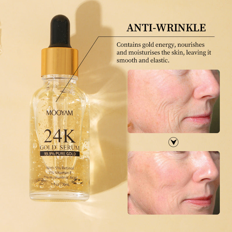 24K Gold Foil30mL Vitamin E Retinol Anti-wrinkle The Lifting Face Serum - Glitz and Glow with 24K Gold Foil30mL Face