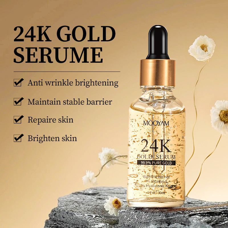 24k Gold Foil 30ml Facial Essence with Vitamin E and Retinol - Glitz Glow 24K Foil30mL Face Serum gold foil30ml vitamin
