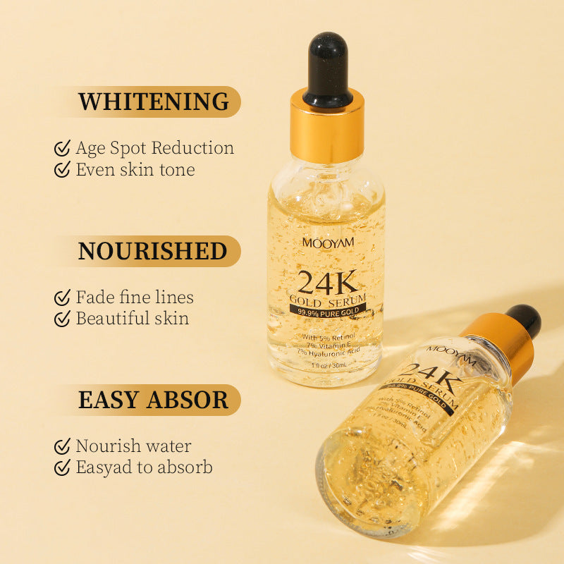 24K Gold Foil30mL Vitamin E Retinol Anti-wrinkle The Lifting Face Serum - Glitz and Glow with 24K Gold Foil30mL Face