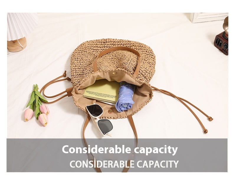 Straw Lucky Borse Coffee Color Medium Spalla con tasca del telefono