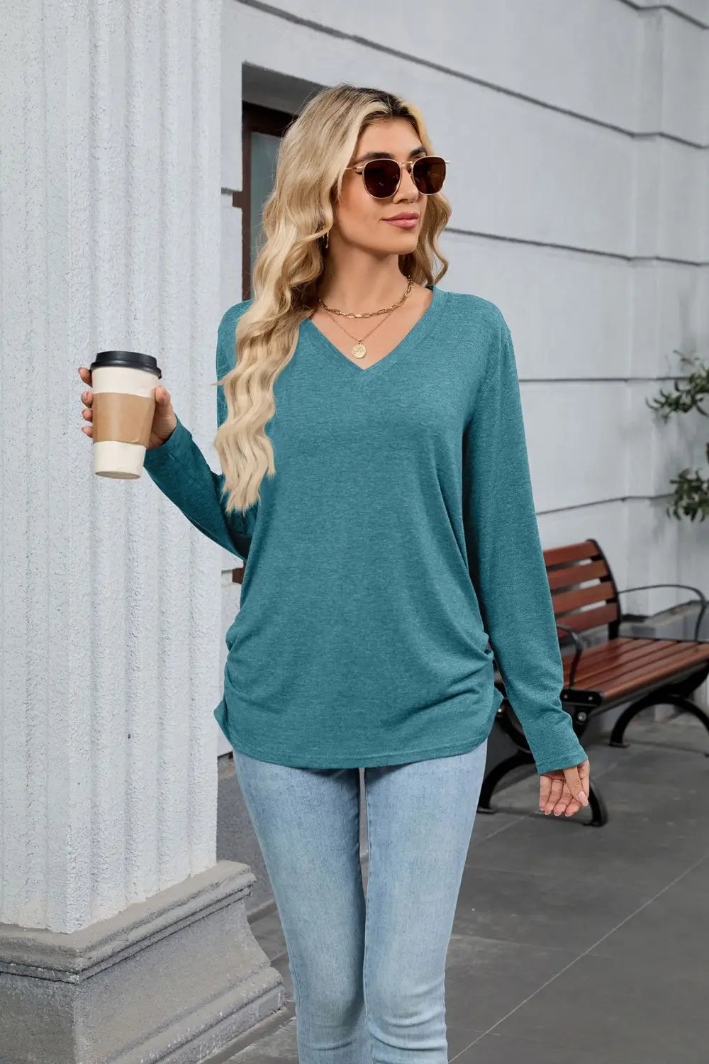 Frauen gefalteter Pullover Pullover personalisierte Farben Casual Workwear S-XXL