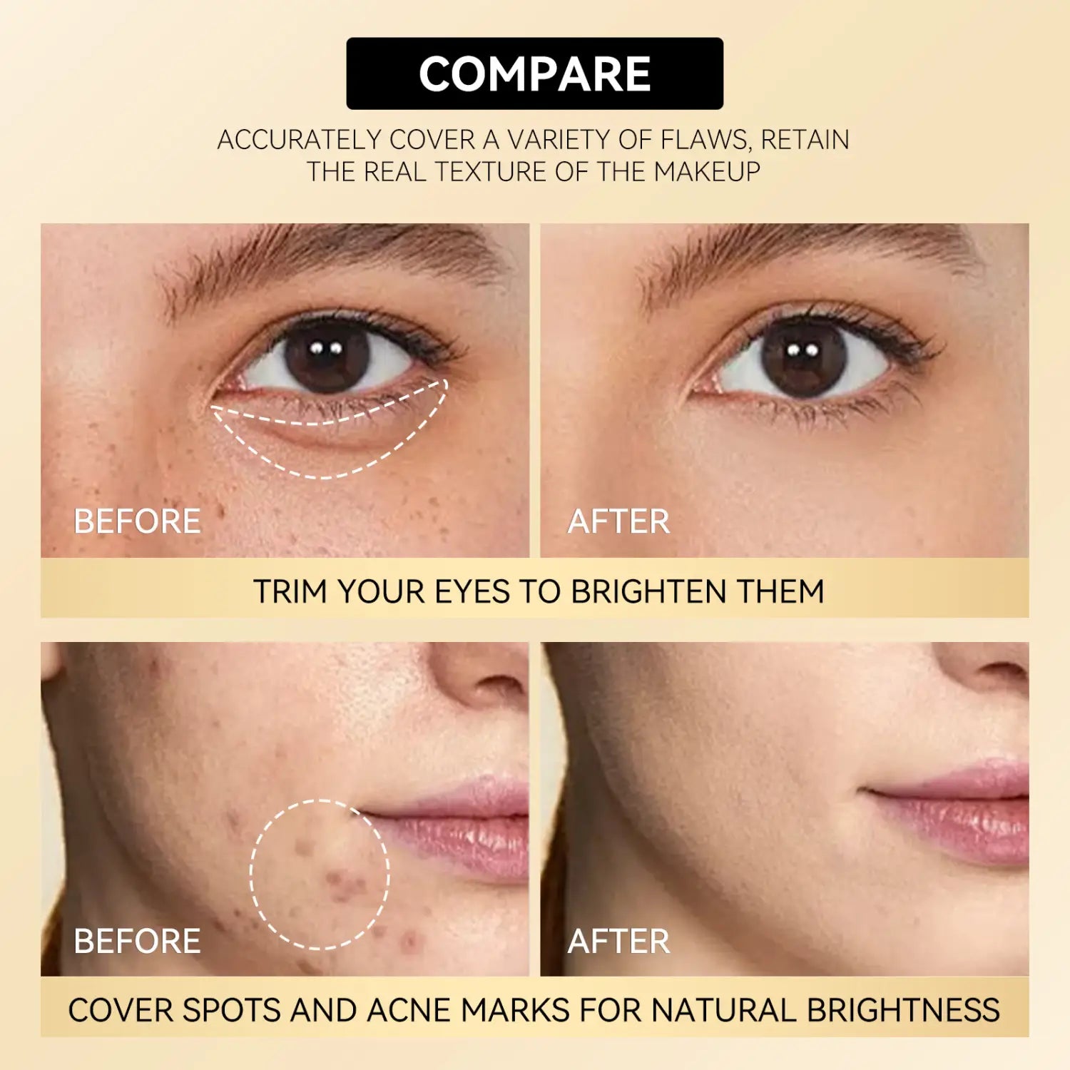 Long Lasting Waterproof Liquid Concealer for Brightening and Pore Blurring