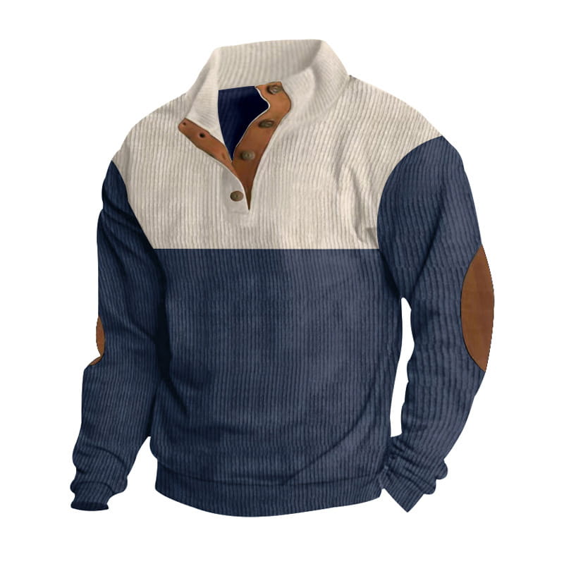 Mens Corduroy Léine Long Sleeve Long Cnaipe Ócáideach Suas Barr Polyester Plus Méid