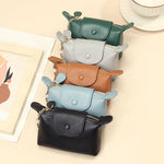 Women’s Soft Genuine Leather Handbag Type Solid Color Simple Zipper Short Coin Purse - Genuine Leather Coin Purse