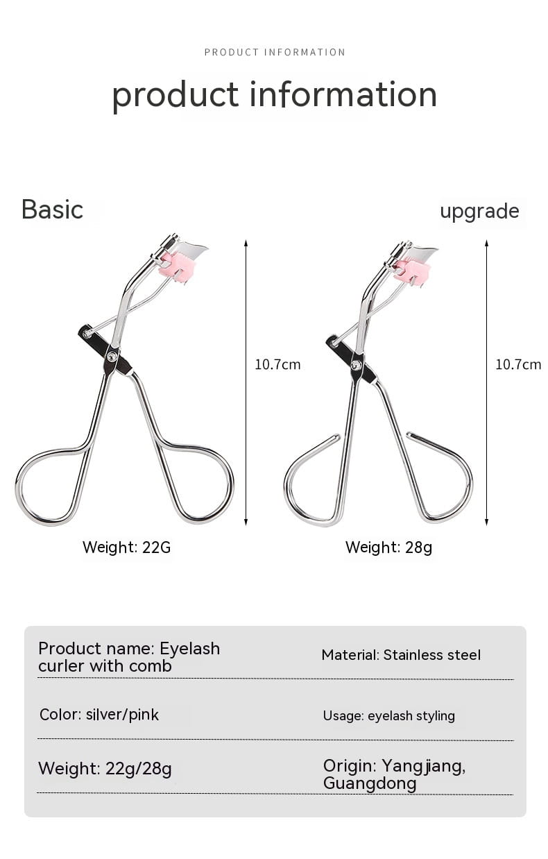 Electric and Pink Curling Eyelash Curler with Comb for Natural