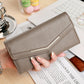 Women’s Long Three-fold Stitching Fashion Multi-card-slot Leather Oil Wax Leather Large-capacity Wallet